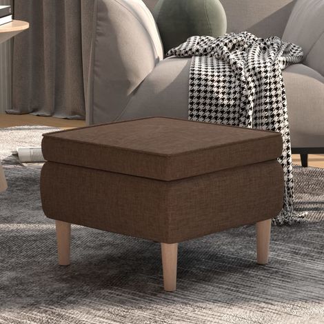 Repose-pied, Tabouret Bas Pouf, Tabouret avec pieds pour Salon ou Chambre en bois Marron Tissu HAV2731 (1/5)