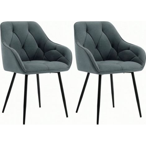 Set di 2 sedie da pranzo moderne in velluto grigio scuro con schienale ergonomico (1/5)