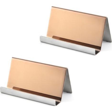 Visitenkartenetui aus Edelstahl (2er-Set) – Fassungsvermögen: bis zu 80 Karten – Roségold – Visitenkartenaufbewahrung für Büro, Namensschildhalter oder Theke (1/3)