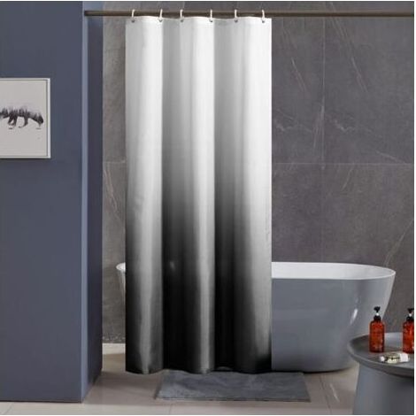 Noir dégradé rideau de douche anti moisissure tissu lavable en machine, petit rideaux douche pour camping car cabine de douche imperméable en polyester Crezuo (1/5)