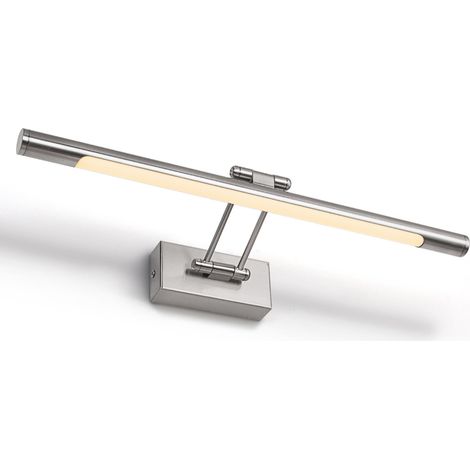 LED 8W IP44 Miroir Applique Murale Éclairage De Salle De Bain Nickel Intérieur Éclairage Avec Interrupteur, 40CM 3000K Appliques Pour Tableaux et Vitrines Bras Réglable Lampes De Lecture(sans fil)