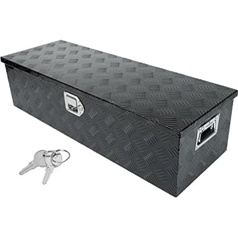 99 x 33 x 25,4 cm - En aluminium noir - Très résistant - 5 barres - Bote de rangement pour remorque - Avec serrure et clé (1/5)