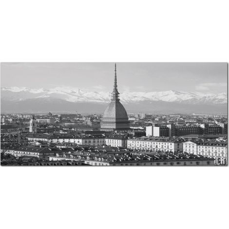 Lupia - Quadro moderno su Tela Canvas DEEP 65X143 cm, con paesaggi e localismi italiani, per casa, soggiorno, capezzale camera da letto, hotel, ufficio, TORINO - LA MOLE (1/4)