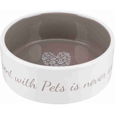 TRIXIE Mangiatoia in ceramica con cuore crema-Taupa per piccoli animali, diametro 16 cm, 0,8 l (1/3)