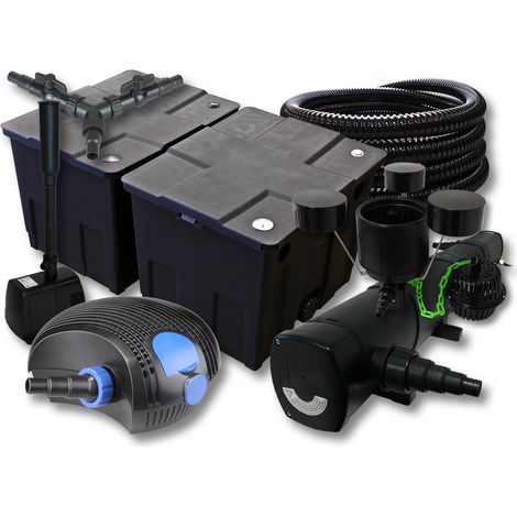 SunSun Komplettset: CBF-350B Teichfilter bis 60000 L, CTF-12000 Teichpumpe 12000l/h 100W, CUV-272 Teichklärer 72W, 25m Schlauch 25mm, CSP-250 Skimmer 2500l/h, HJ-943 Springbrunnen 800l/h, Y-Verteiler (1/5)
