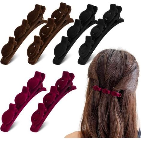 Barrettes à Cheveux - 6pcs - Noir, Rouge, Brun - Accessoire Coiffure - Pour Fille (1/4)