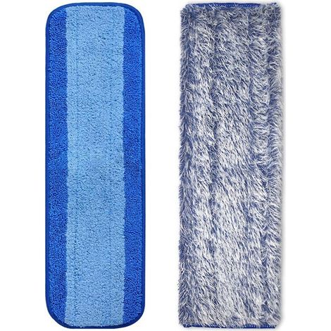 Lot de 2 coussinets de balai plat en microfibre (46×13cm, fixation autocollante), compatibles avec les balais pulvérisateurs Bona (1/5)
