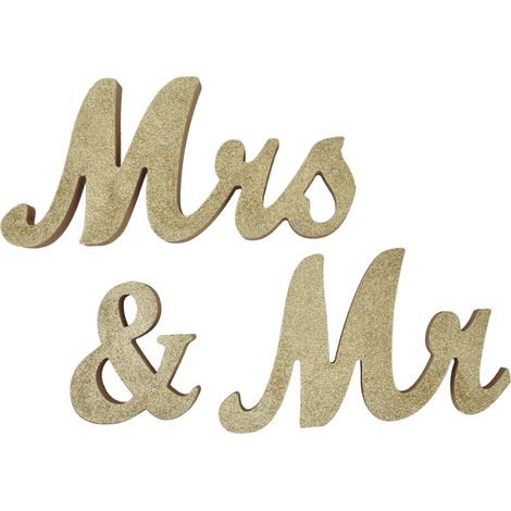 Soavoa Décoration Mariage JM00801 Lettres Mr Mrs Pailletées Argent Doré Rose Or Vintage Intérieur Extérieur Anniversaire Fiançailles Cadeau Romantique 2 Pièces (1/4)