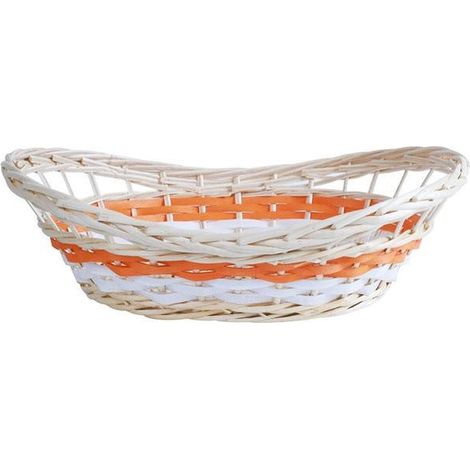 Cesto ovale in vimini bianco e arancio, 48x34H12/16 cm (kit da 5)