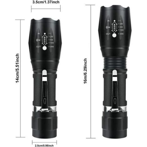 NetBoat G700 X800 LED Zoom militaire Niveau tactique lampe torche + batteries + USB chargeur + boite (1/4)