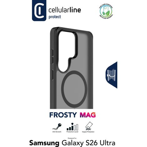 Cellularline FROSTY MAG - Galaxy S26 Ultra Cover semi-trasparente con finitura opaca e bordi colorati, compatibile con l’ecosistema Qi2 e accessori magnetici per smartphone Samsung. (1/2)