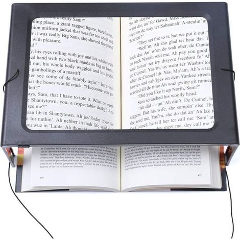 Glass Large Full-Page Rectangular 3X Magnifier LED Lighted I