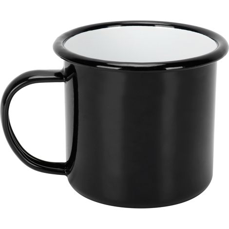 8 cm großer, 350 ml Emaillebecher, umweltfreundlich, dickwandig, für Kaffee, Wein oder Wasser, schwarzes Zubehör (1/5)