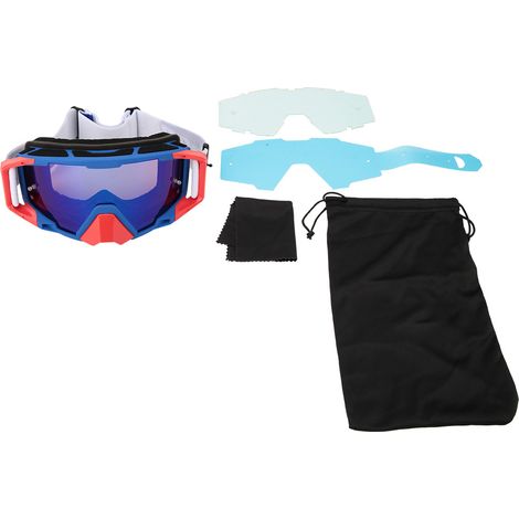 Lunettes de protection moto anti-buée avec écran transparent (bleu et rouge) (1/5)