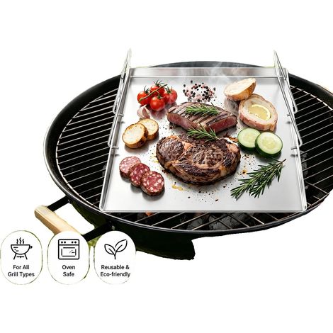 Plaque de Grill, Acier Inoxydable, 48 x 34 cm, Poids Net 5,7 kg, Lavable au Lave-Vaisselle, Forme Rectangulaire (1/5)