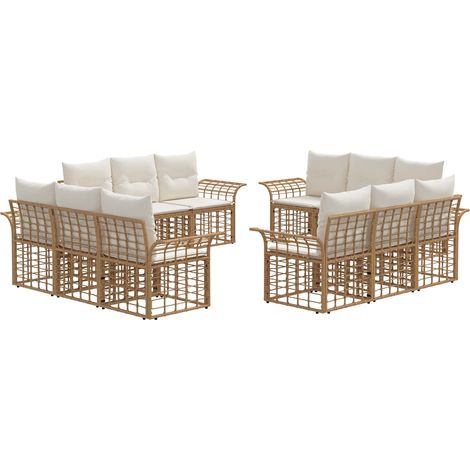 Outdoor-Sofagarnitur 12 pcs Natürlich und Cremweiß Polyester vidaXL