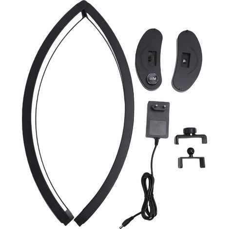 Lampe de bureau pliable en forme de demi-lune de 71,1 cm avec support de téléphone LED Arch Nail Tech Light 3 modes de couleur 10 luminosité Décoration strass pour manucure Noir (1/5)