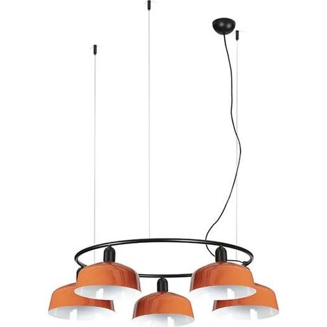 Faro Tatawin Suspension moyenne noire, orange rougeâtre brillant, 5 ampoules E27