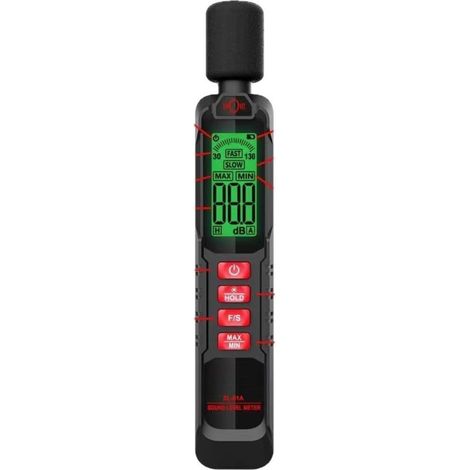 Sound level meter for measuring decibel levels with analog display and automatic power-off, suitable for work, home and transport areas (1/5)