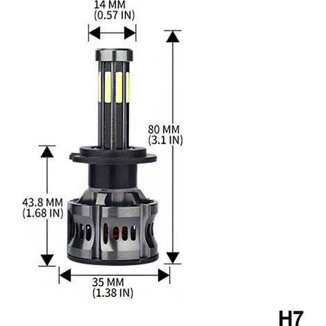 2 H7 8-seitige LED-Lampen, kompatibel mit H4-, H11-, H9- und H8-Autoscheinwerfern, Teilenummern 9005, HB3, 9006 und HB4, 6000 K, 50 W, 360°-Abstrahlwinkel, Abblend- und Fernlicht – AquaForge