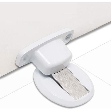 Butée de porte - Forte - Magnétique - Métal - Auto-adhésif 3M - Blanc (1/4)