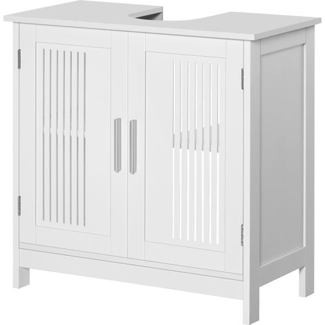 Armoire sous lavabo 2 portes ventilées étagère réglable moderne blanc 60x30x60 cm