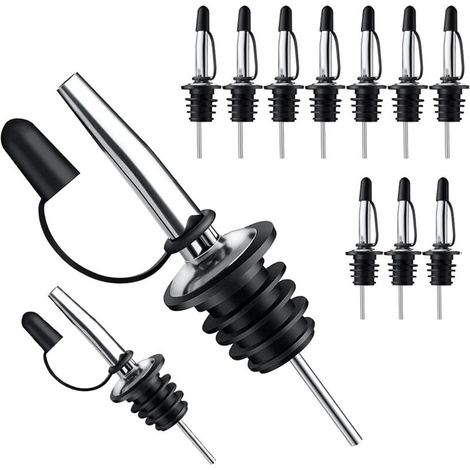 Lot de 12 becs verseurs pour alcool avec capuchon anti-poussière - verseur pour bouteille de vin, huile d'olive (1/5)