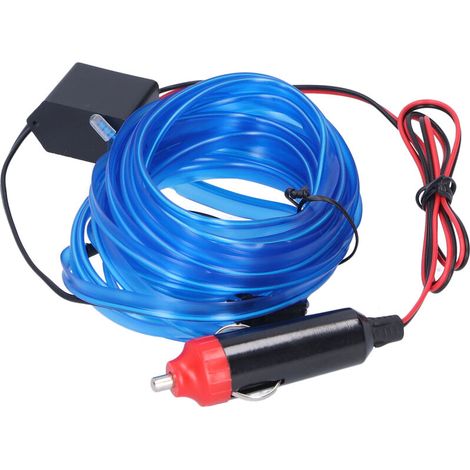 Tira de luz LED de 5 m/16,4 pies para encendedor de cigarrillos, luz ambiental para interior de coche, CC 12 V, color azul (azul). (1/5)