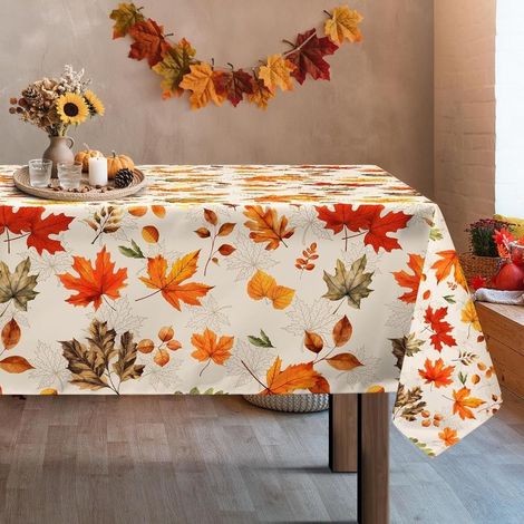 Nappe De Table Rectangulaire Feuilles d'automne, Nappes Imperméable Feuille Antitache, Nappe RéSistante Et Lavable pour La Cuisine,Thanksgiving, Salon (140x180cm) (1/5)