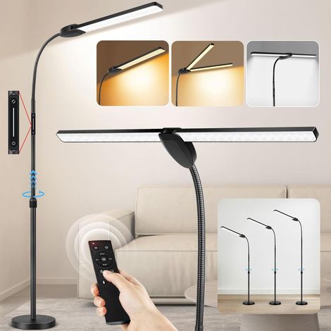 lampadaire LED dimmable, télécommande et contrôle tactile, Noir lampe de lecture à température de 4 couleurs, minuterie 1h, salon chambre Bureau (1/5)