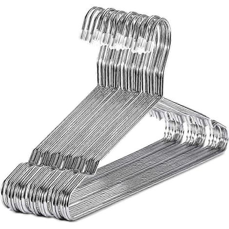 Cintres en acier inoxydable 40 cm, lot de 20, cintres standard à encoches pour vêtements, gain de place (1/4)