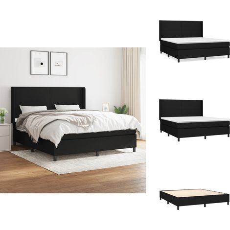 Boxspringbett mit Matratze Schwarz 180x200 cm Stoff - Boxspringbett - Doppelbett - Schlafraum - Bettenrahmen - Massivholzbette (1/5)