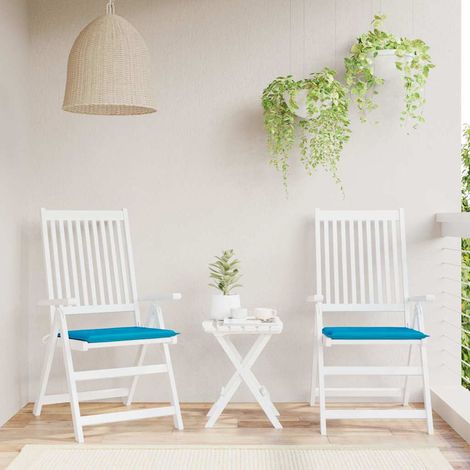 Coussins de chaise de jardin-Coussins de chaise de terrasse-Coussins d'extérieur lot de 2 bleu 50x50x4 cm (1/5)