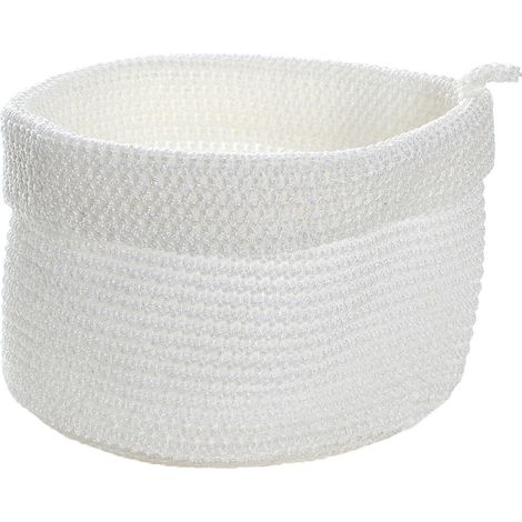 CALICOSY - Panier rond maille crochet blanc grand modèle (1/4)