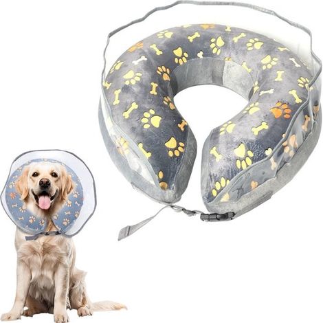 Collier de convalescence gonflable pour chien XL, diamètre intérieur 15 cm et extérieur 41 cm, fermeture réglable, pour soins postopératoires et protection des plaies (1/5)