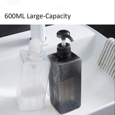 Distributeur de gel douche rechargeable 600ml - Flacon pompe vide pour salle de bains - Récipient de voyage shampoing ou lotion (1/3)