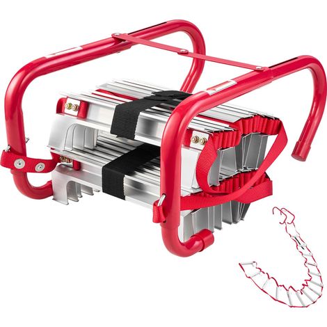 Échelle de Corde 4 m, Échelle de Secours Incendie Rétractable 2 Étages Légère Alliage Aluminium, Capacité de Charge 453,6 kg, avec Sangle de Sécurité Polyester Robuste, Marches Antidérapantes (1/5)