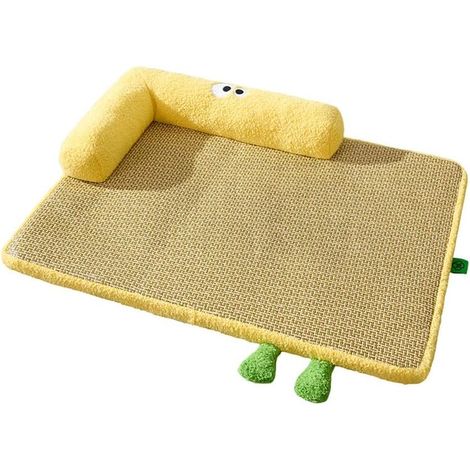 Tapis rafraîchissant d'été pour animaux de compagnie, coussin en rotin carré, lit pour animaux de compagnie, nid en rotin, coussin d'été pour dormir (XL) (1/5)