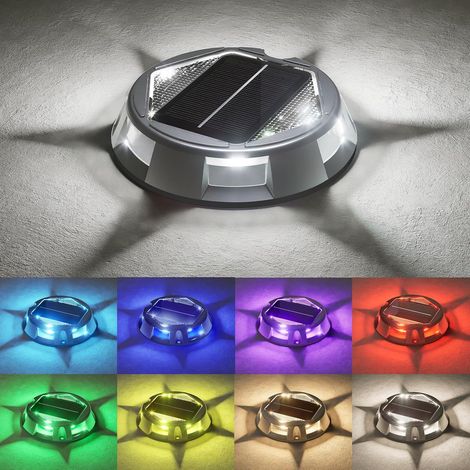 Lot de 4 Lampes Solaires D'extérieur Enterrées, Verre Trempé Rechargeable RVB, Éclairage Paysager LED, Panneau Solaire Étanche IP68 (1/5)
