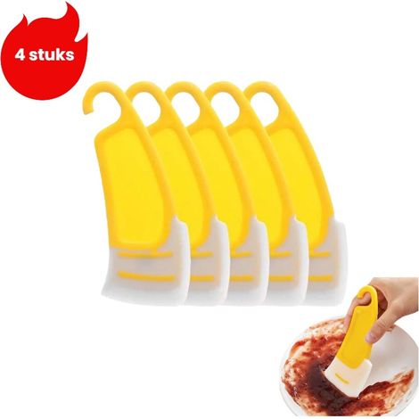 Lot de 4 spatules japonaises en silicone jaune résistantes à la chaleur pour gratter le fond des casseroles et nettoyer casseroles bols et vaisselle avec revêtement antiadhésif (1/5)