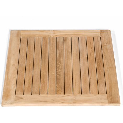 Sonnenpartner Tischgestell Rhodos Alu gebürstet mit wählbarer Tischplatte Tischplatte \"TUNIS\" 80 x 80 cm Teakholz 80050292 (1/2)