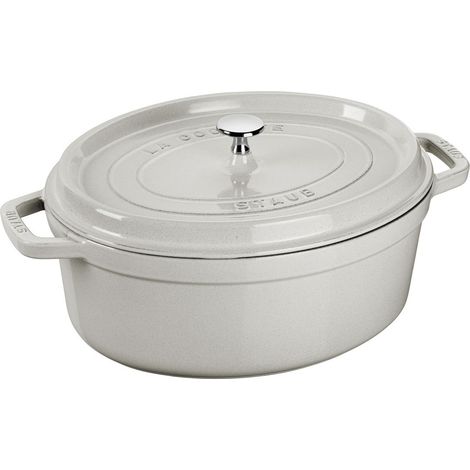 Olla ovalada de hierro fundido sin nombre - 3,2 l, color trufa blanca - para hornear y guisar (1/2)