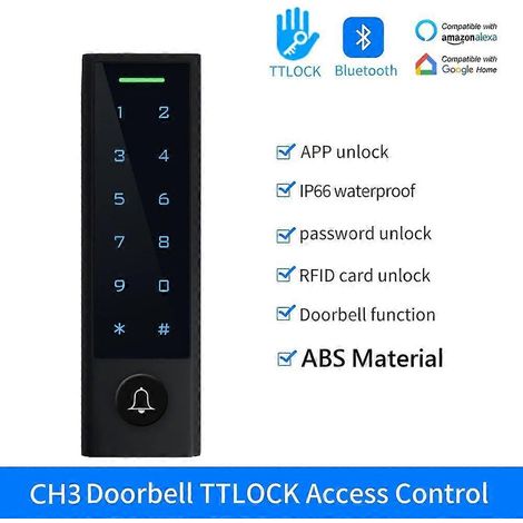 Clavier de contrôle d'accès par empreinte digitale RFID, application TTLOCK pour smartphone, entrée Bluetooth, relais étanche, lecteur de carte à puce, ouvre-porte de serrure CH3 (1/5)