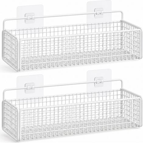 Wall Storage Shelf 2 No-Drill Bathroom White (1/5)