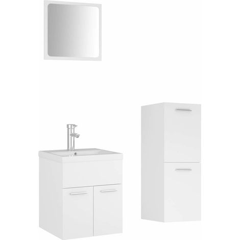 Set Mobili da Bagno Bianco in Legno Multistrato (1/5)