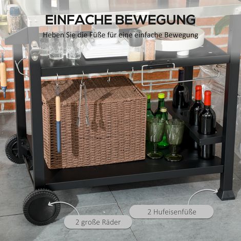 Chariot de barbecue avec accessoires, 125 x 65 x 84 cm, noir argenté (1/4)