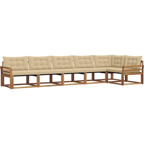 vidaXL Outdoor Sofa Set with Cushion 6 pcs Natural and Beige (1/4)