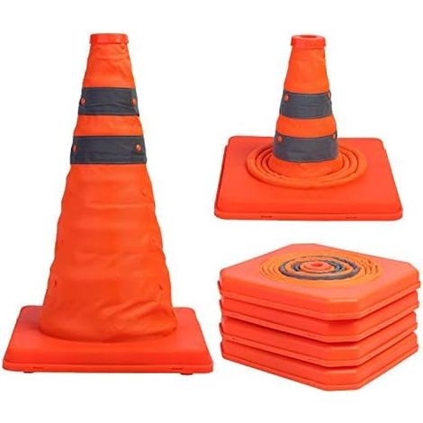 Lot de 15,5 cônes de signalisation pliables multi-usages, cônes de sécurité réfléchissants à déploiement rapide (1/5)