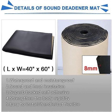 uxcell 315 mil 8 mm 16,36 pi² Mousse d'isolation thermique et acoustique pour capot de voiture, auto-adhésive, 60 po x 40 po (1/4)