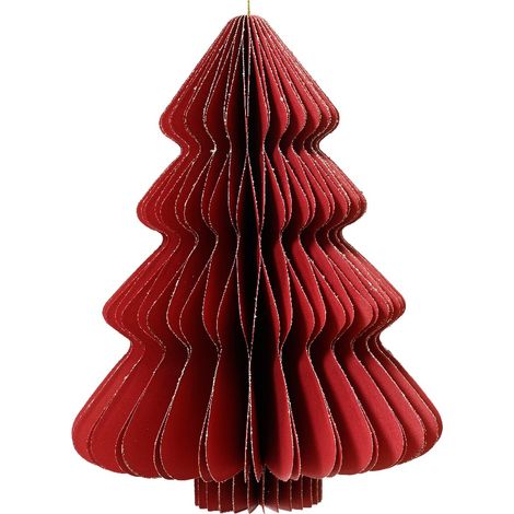 Kaemingk Weihnachtsanhänger Tannenbaum Rot Glitter & Aufhänger 20 cm - Papier (1/2)